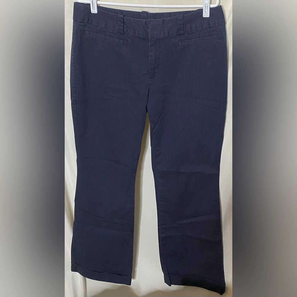 Banana Republic Navy Blue Pinstriped Cuffed Dress Pants